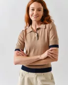 MAS3307 CONTRAST DOUBLE RIBBAND COLLAR SWEATER