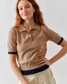 MAS3307 CONTRAST DOUBLE RIBBAND COLLAR SWEATER