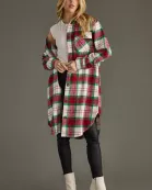Red, Green & White Plaid Long Shacket