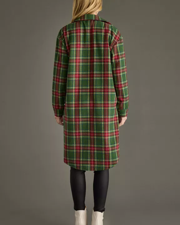 Green & Red Plaid Long Shacket