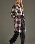 Ivory & Multicolored Plaid Long Shacket