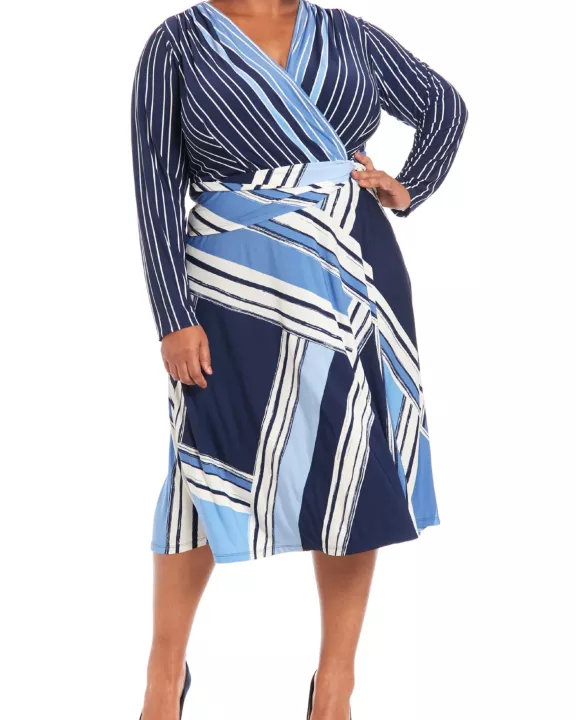 London Times Side-Twist Wrap Design Silhouette Dress (Plus Size)