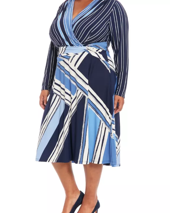 London Times Side-Twist Wrap Design Silhouette Dress (Plus Size)