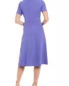 London Times Colleen Asymmetrical Unique Detail Neckline Fit-and-Flare Midi Dress