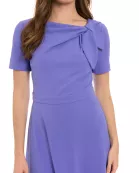 London Times Colleen Asymmetrical Unique Detail Neckline Fit-and-Flare Midi Dress