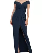 Katie May Off-The-Shoulder Front Knot Accent Hazel Gown Dress