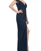 Katie May Off-The-Shoulder Front Knot Accent Hazel Gown Dress