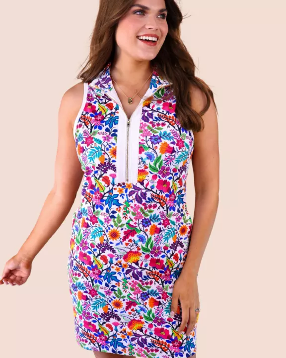 Everyday Zipper Dress, Fiesta Time White