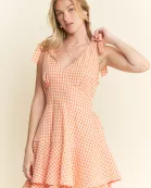 PLUS SIZE Sleeveless Gingham Print Tiered Midi Dress