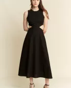SOLID LINEN MIDI DRESS
