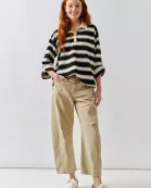 MAT3314 STRIPE POLO T SHIRT W/SLEEVE ADJUSTABLE TAB