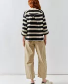 MAT3314 STRIPE POLO T SHIRT W/SLEEVE ADJUSTABLE TAB