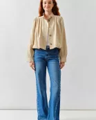 AJP5059 CONTRASTING PANEL SLIM FLARE JEANS