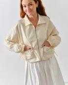 AJJ5030 Windbreaker Shirring Ribbon Detail Bomber Jacket
