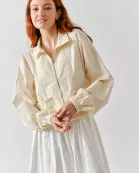 AJJ5030 Windbreaker Shirring Ribbon Detail Bomber Jacket
