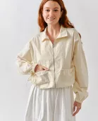 AJJ5030 Windbreaker Shirring Ribbon Detail Bomber Jacket