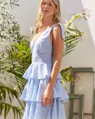 Gingham Tiered three layered ruffle Mini Dress
