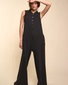 Textured wide leg jumpsuit