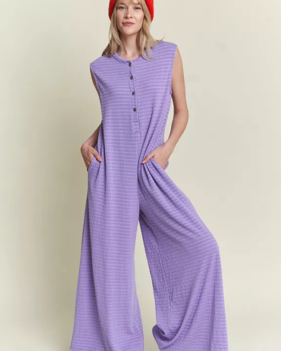 PLUS SIZE Textured wide leg jumpsuit