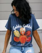 Turkey | Gobble Gobble | Heather Denim | Short Sleeve