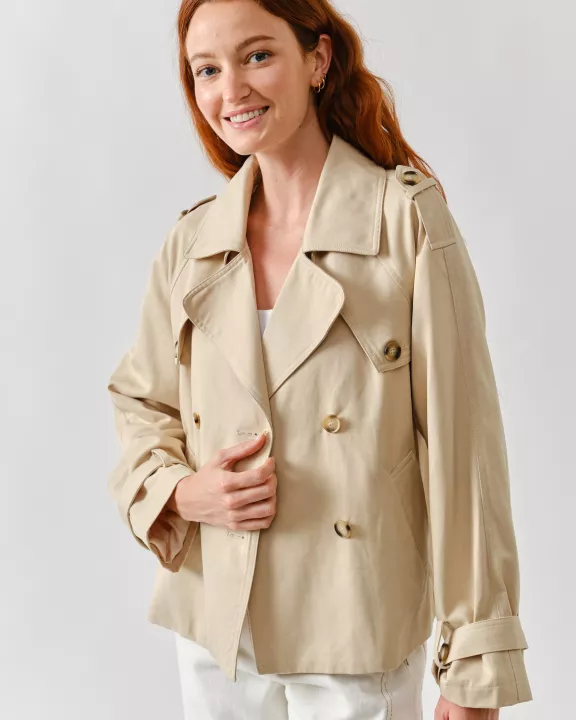 AJJ5018 Half Trench Double Button Jacket