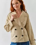 MAJ3315 FAUX SUEDE HALF TRENCH JACKET
