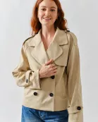 MAJ3315 FAUX SUEDE HALF TRENCH JACKET