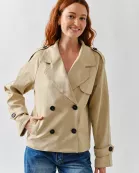 MAJ3315 FAUX SUEDE HALF TRENCH JACKET