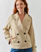 MAJ3315 FAUX SUEDE HALF TRENCH JACKET