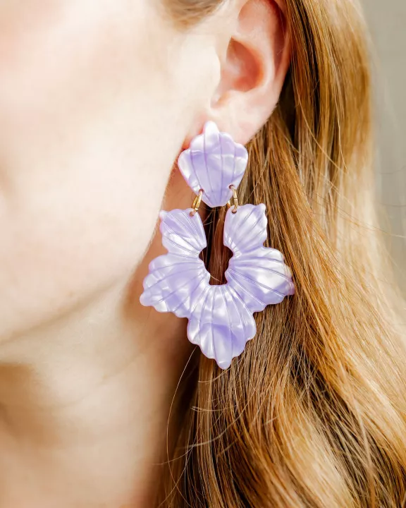 Michelle Statement Earrings - Pearlized Purple