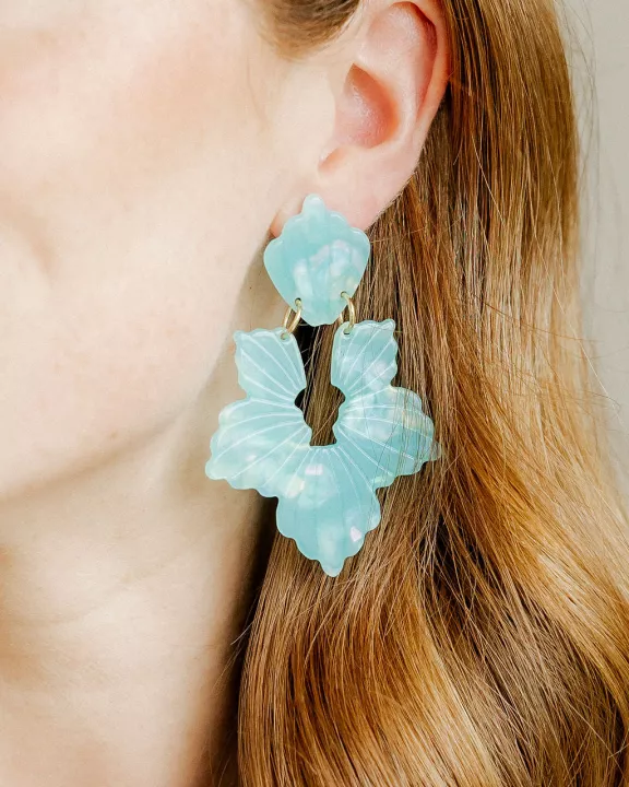 Michelle Statement Earrings - Blue Aqua