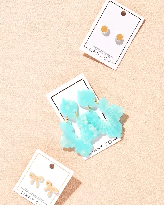 Michelle Statement Earrings - Blue Aqua