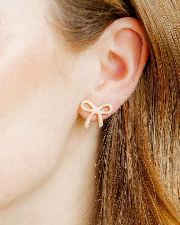 Kylie Bow Earrings - Latte