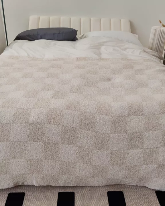 Luxe Blanket - Grey Beige Checkered RTS