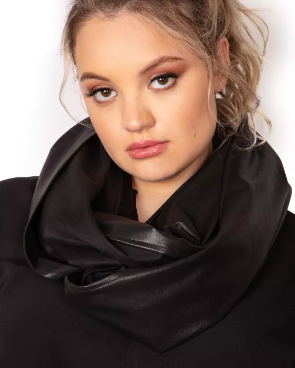 The Faux Leather Infinity Scarf in Black