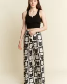 CAT FACE PRINT WIDE PANTS