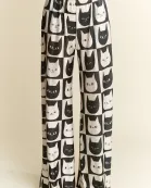 CAT FACE PRINT WIDE PANTS