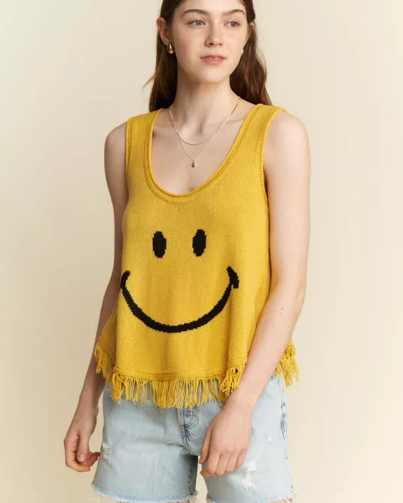 SMILEY FRINGE TANK TOP