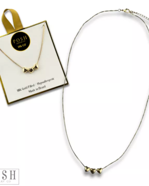 Puffed heart charm box chain necklace, 18k gold filled