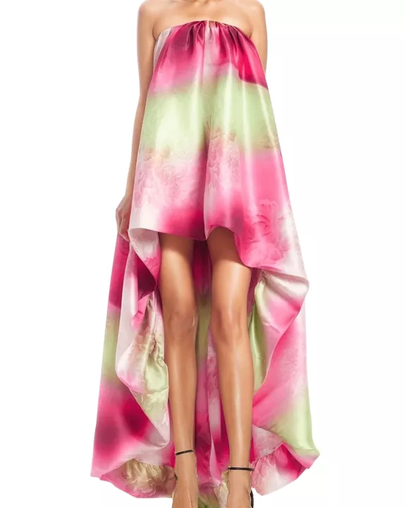 One 33 Social Dixie Strapless Back Zipper Bubble Silhouette Hi-Low Hem Cocktail Dress