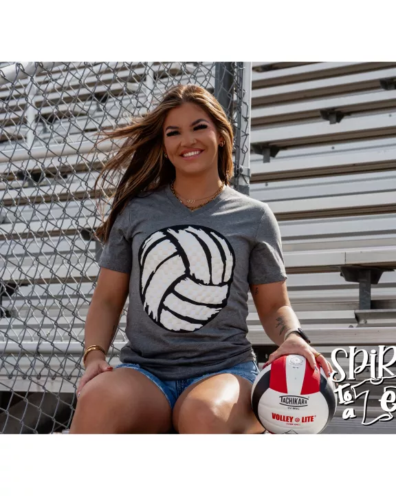 Volleyball Checkered - V-Neck Volleyball Tee
