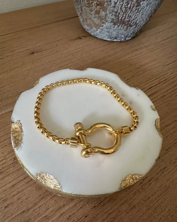 Chunky Box Chain with  Horsebit Closure 18k Gold Plate BRACELET