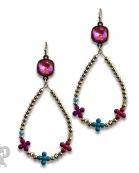 Multi-color flower bead earring with Austrian crystal