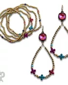 Multi-color flower bead earring with Austrian crystal