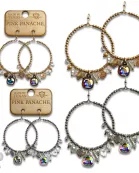 Heart and variety bead charm earring with Austrian crystal
