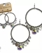Heart and variety bead charm earring with Austrian crystal