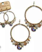 Heart and variety bead charm earring with Austrian crystal