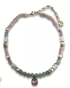 Mixed variety bead necklace with Austrian crystal