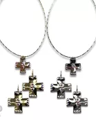 Shiny square cross necklace with Austrian crystals