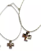 Shiny square cross necklace with Austrian crystals